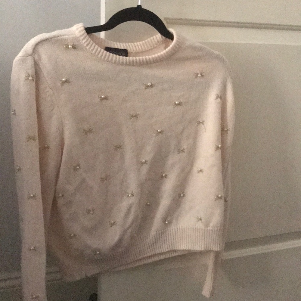 Pink Sweater with Pearls